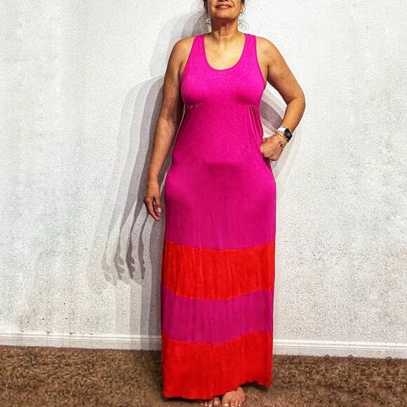 Mossimo Pink Striped Maxi Dress Sz XL - Picture 1 of 12